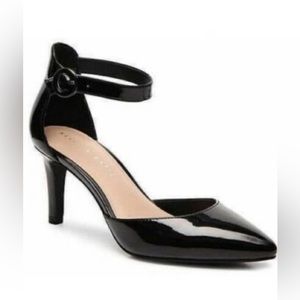 Black Patent Pointed Toe Heels with Ankle Strap | Size 7 | Kelly & Katie ‘Riani’